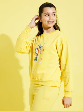 Girls Yellow Fleece GIRL Sweatshirt