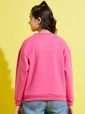 Girls Pink Fleece LOSANGELES Oversize Sweatshirt