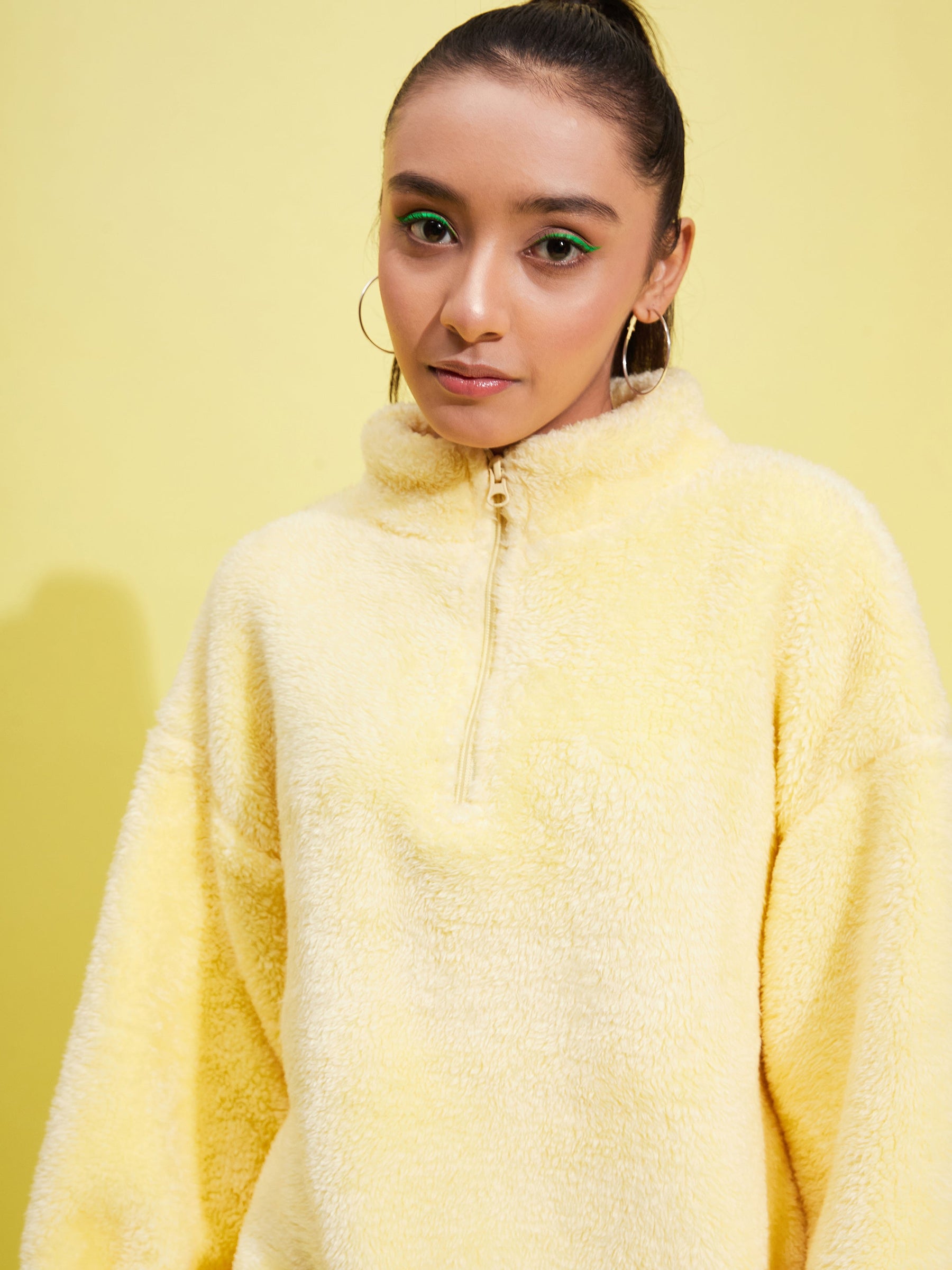 Yellow Fur Front Zipper Sweatshirt-Noh.Voh