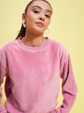 Pink Fleece Fur Sweatshirt-Noh.Voh