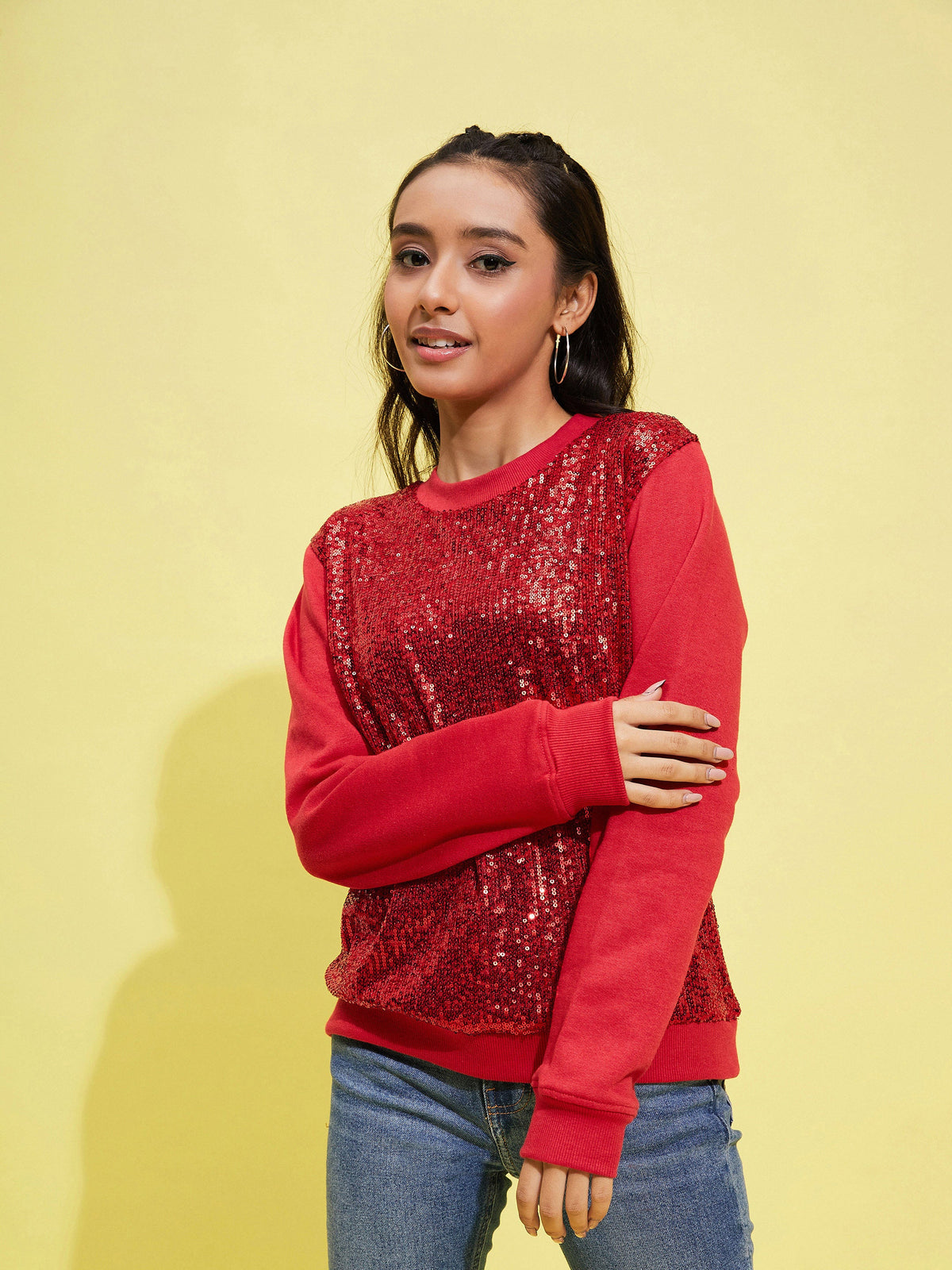 Red Front Sequence Overiszed Sweatshirt-Noh.Voh