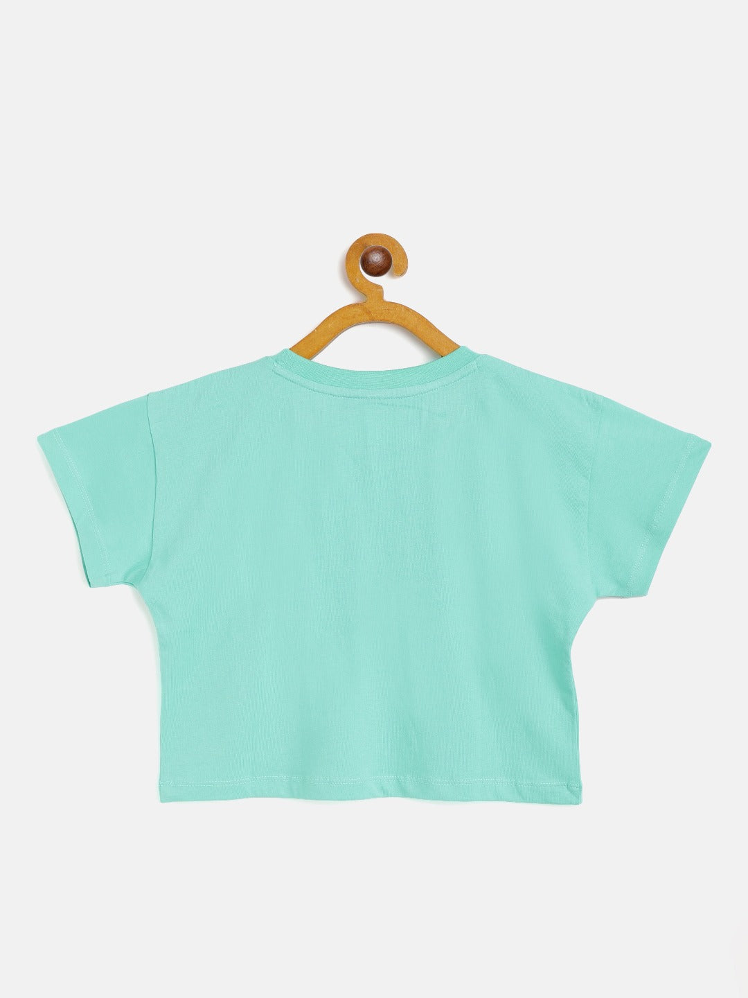 Girls Green Love Crop T-Shirt