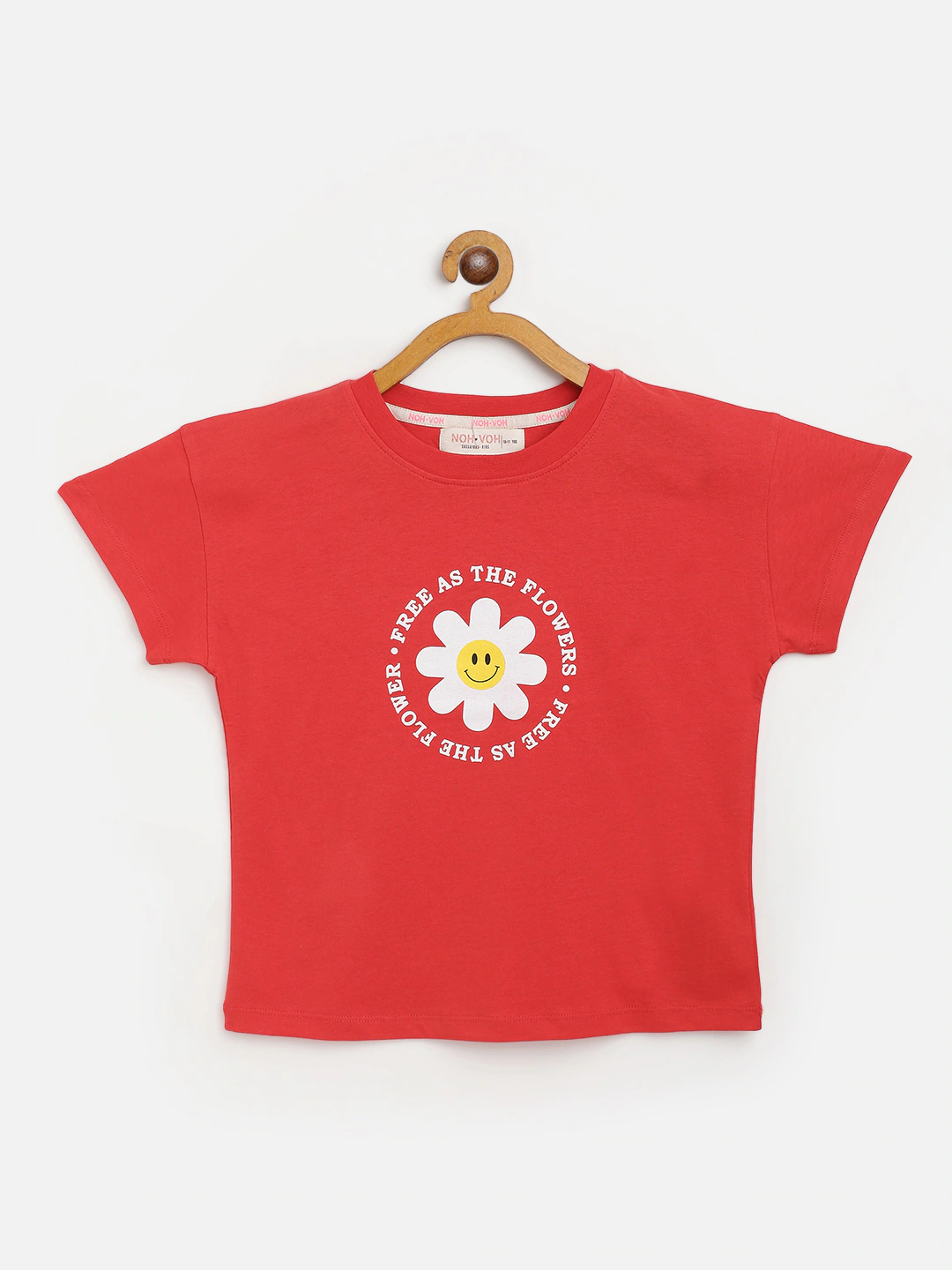 Girls Red Free-As-The-Flowers Regular T-Shirt-Girls T-Shirts-SASSAFRAS