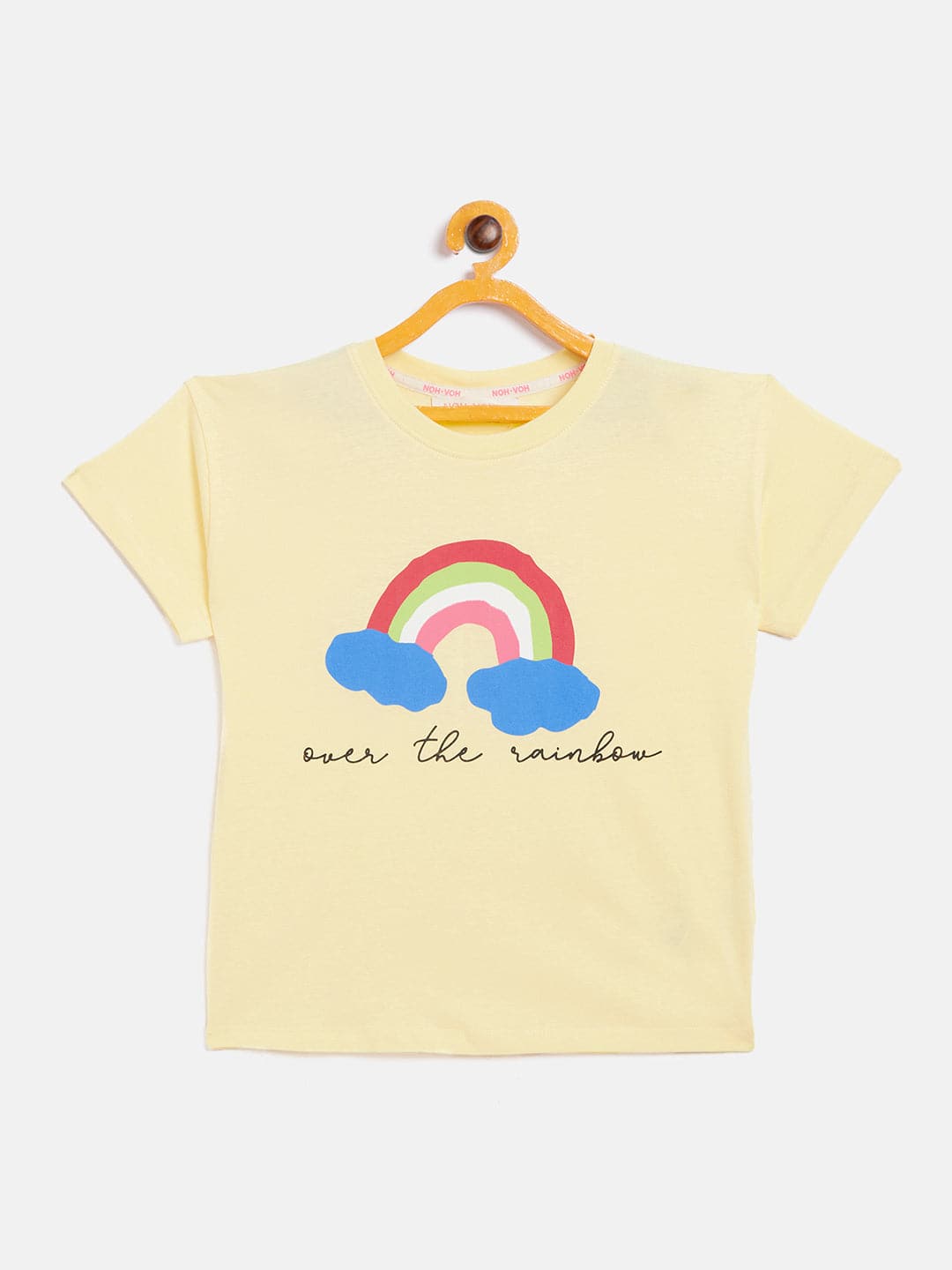 Girls Yellow Rainbow T-Shirt-Girls T-Shirts-SASSAFRAS