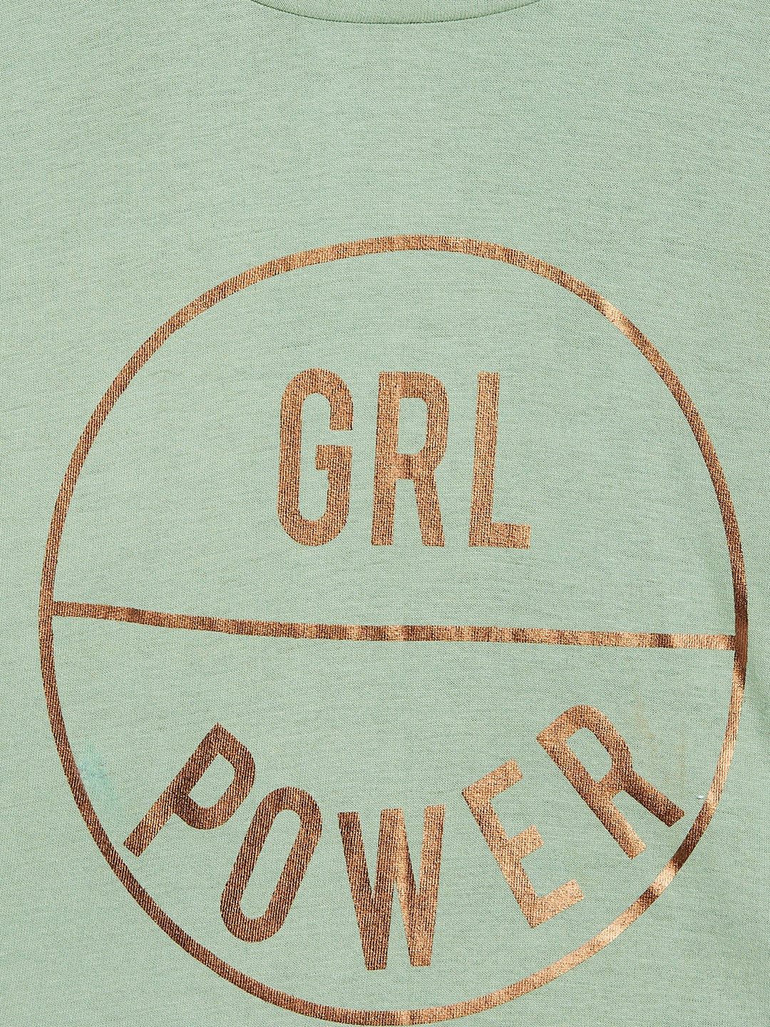 Girls Olive Girl Power Print Crop T-Shirt
