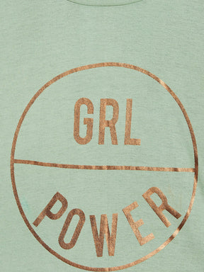 Girls Olive Girl Power Print Crop T-Shirt