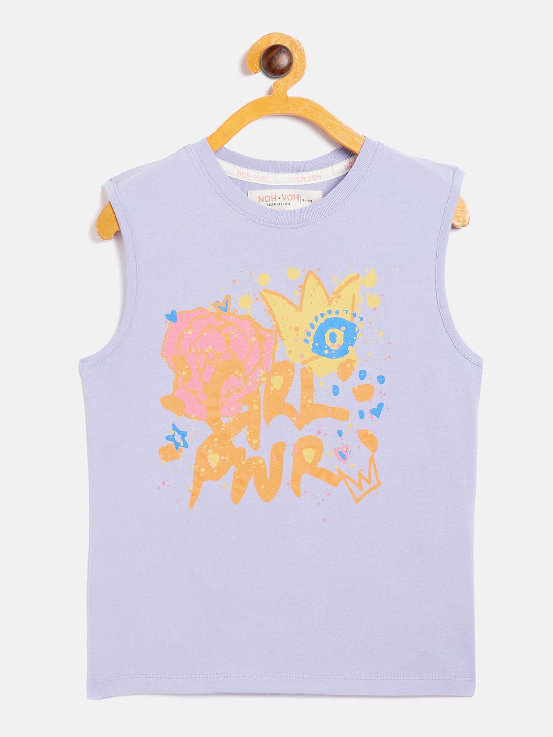 Girls Lavender Grl Pwr Print Sleeveless T-Shirt-Girls T-Shirts-SASSAFRAS