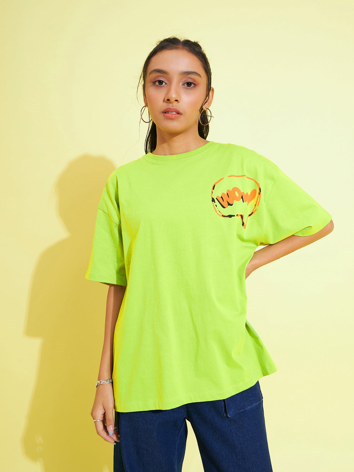 Green WOW Print Oversized T-Shirt-Noh.Voh