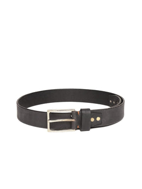 Black Broad Gunmetal Studded Leather Belt-Belts-SASSAFRAS
