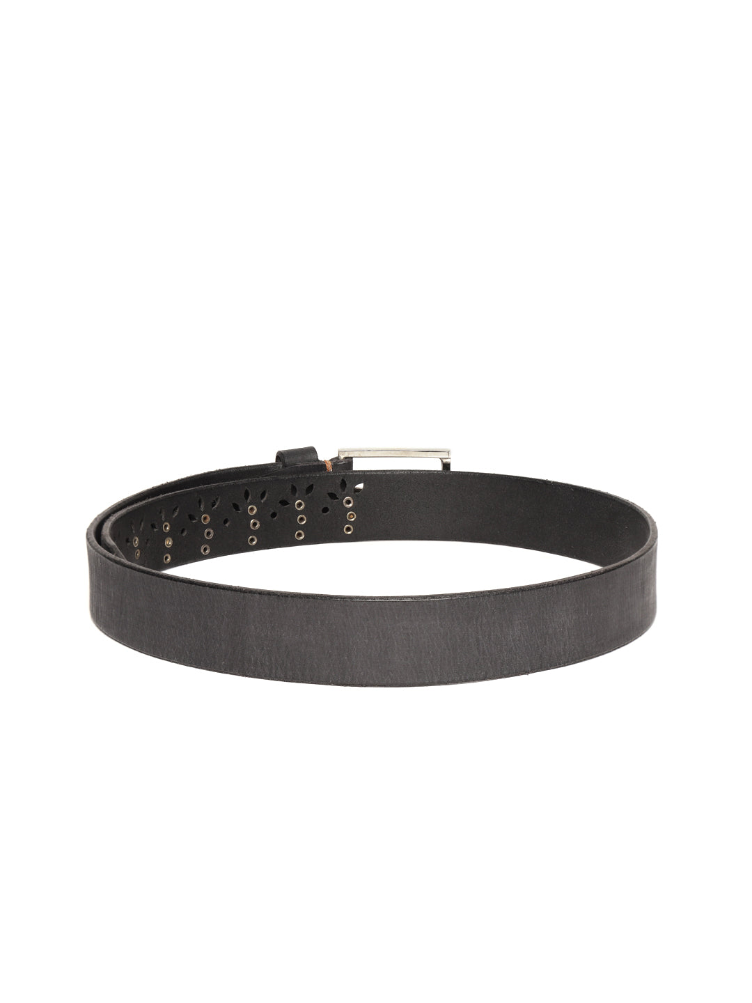 Black Broad Gunmetal Studded Leather Belt