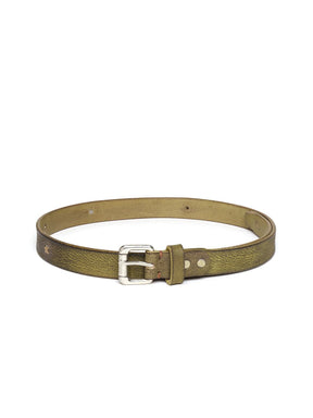 Olive Star Studded Leather Belt-Belts-SASSAFRAS