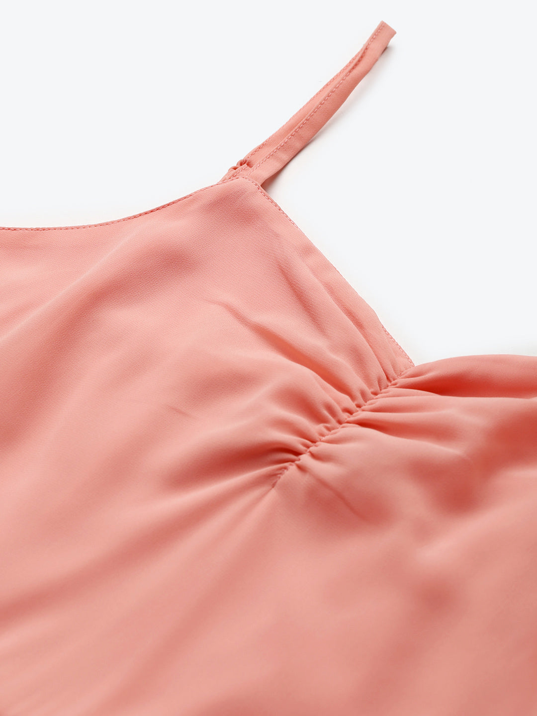 Pink Strappy Frilled Hem Maxi Dress