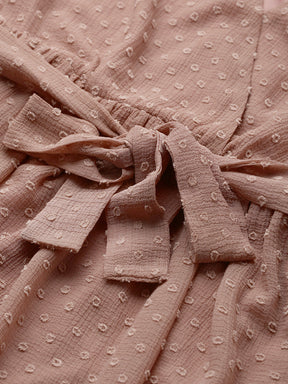 Dusty Pink Wrap Full Sleeves Dress
