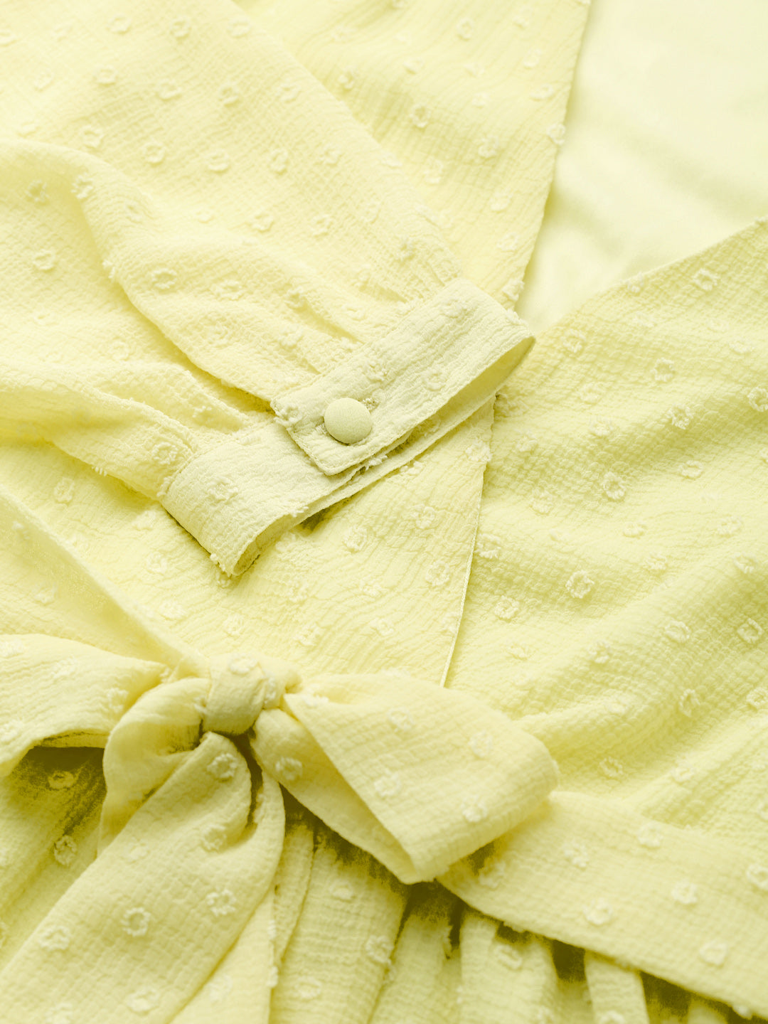 Yellow Wrap Full Sleeves Dress
