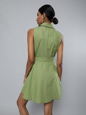 Olive Belted Blazer Mini Dress