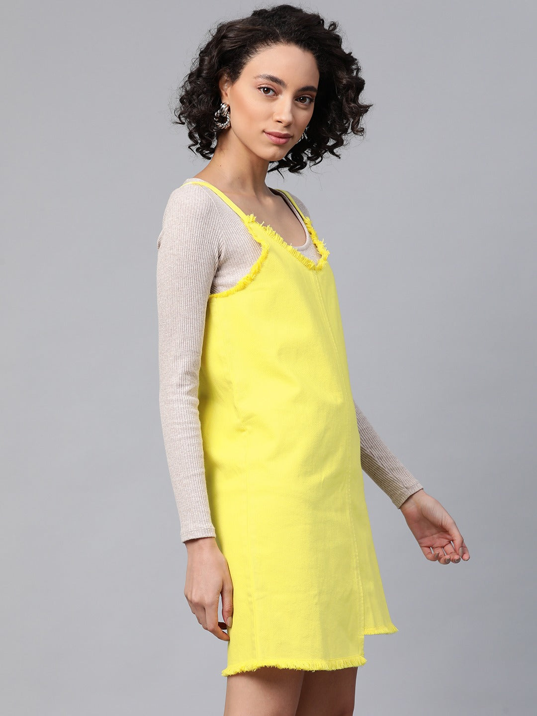 Yellow Denim Short Slip Dress