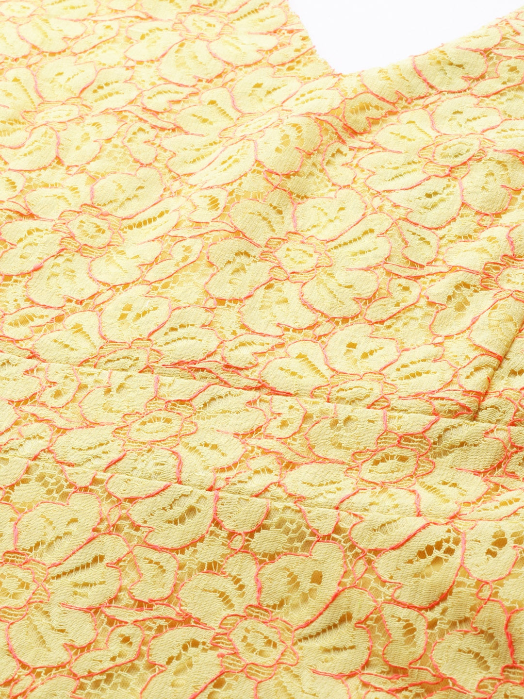 Yellow Lace V-Neck Midi Dress