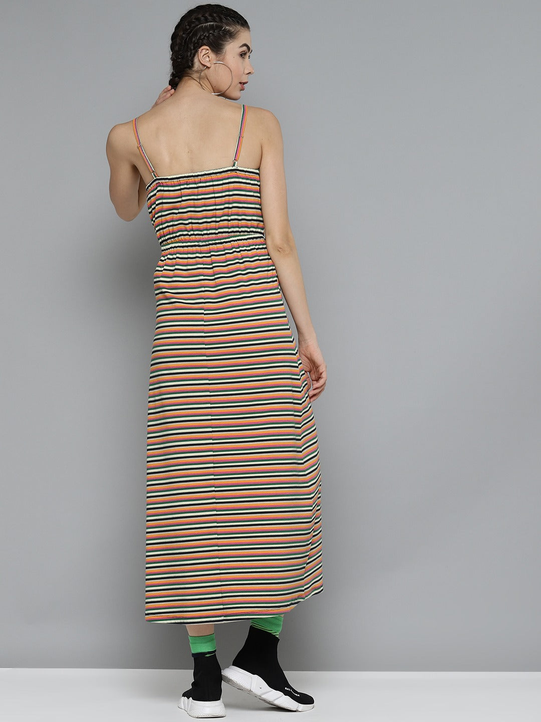 Multicolor Stripes Strappy Maxi Dress