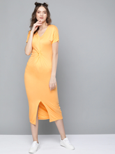 Mustard Front Knot Maxi Dress-Dress-SASSAFRAS