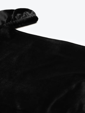 Black Velvet Front Slit Bodycon Dress