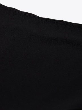 Black Belted Drop Shoulder Midi Dress