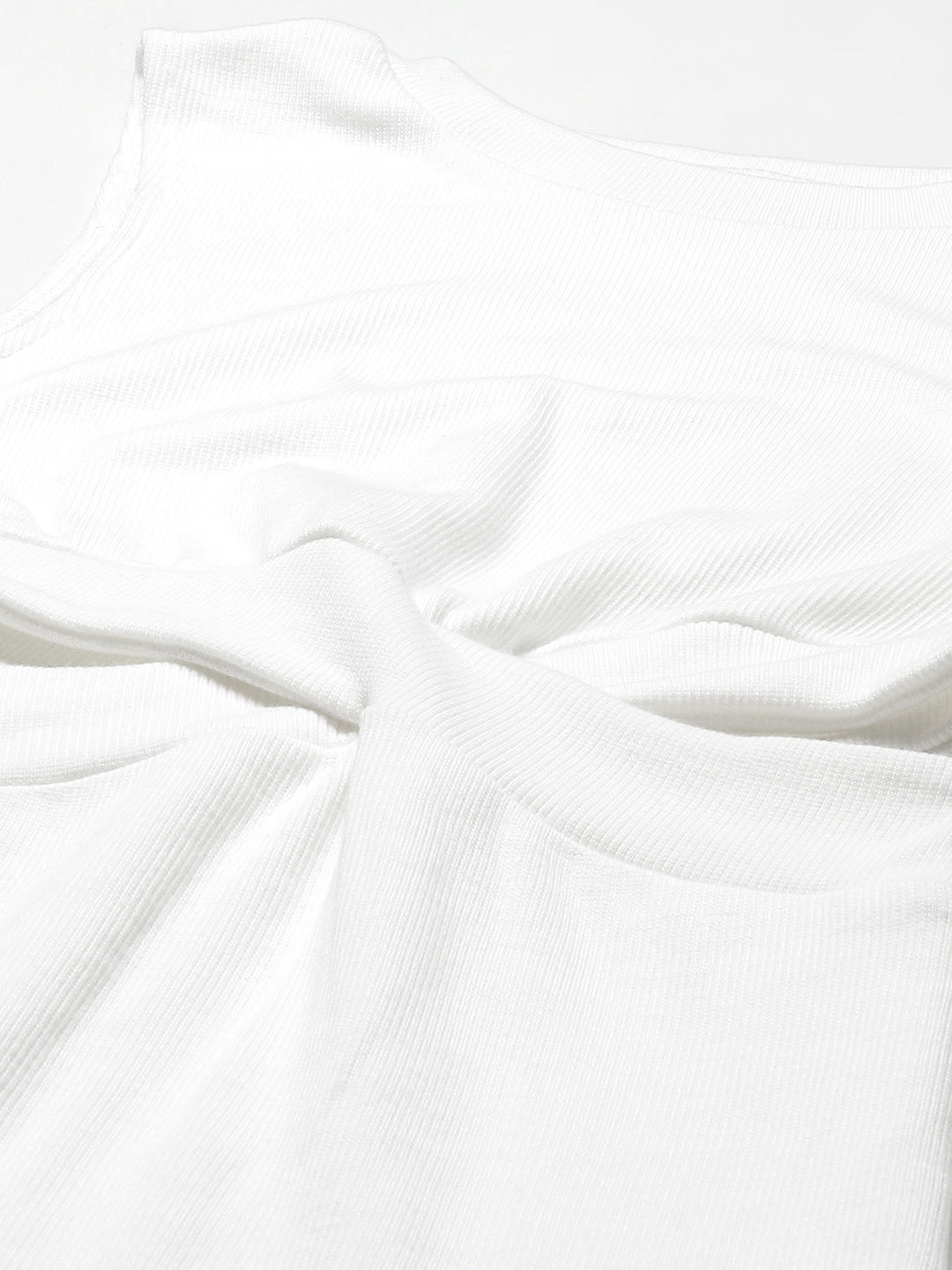 White Rib Side Cut-Out Bodycon Dress