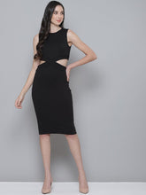 Black Rib Side Cut-Out Bodycon Dress-Dress-SASSAFRAS