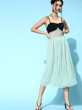 Sea Green Mesh Strappy Midi Dress-Dress-SASSAFRAS