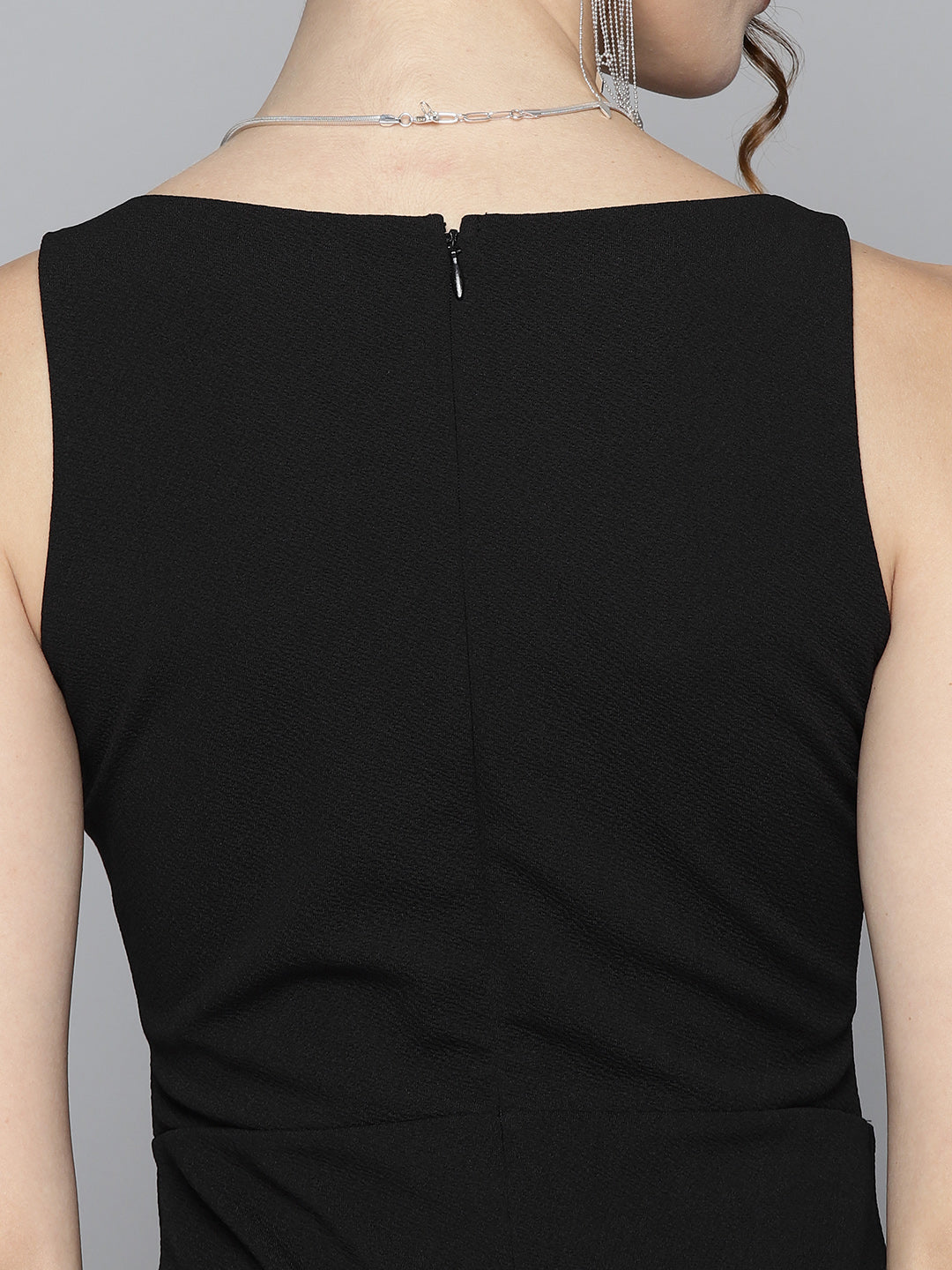 Women Black Cut-Out Buckle Detail Bodycon Dress