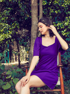 Purple Sweetheart Neck Short Dress-SASSAFRAS