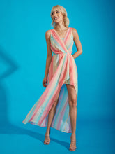 Multi Stripe Wrap Maxi Dress-SASSAFRAS