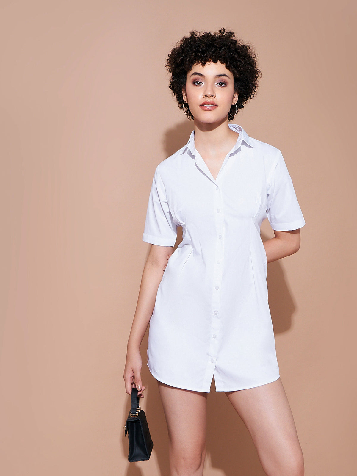White Cotton Poplin Shirt Dress-SASSAFRAS BASICS