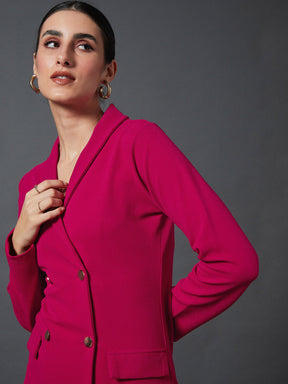 Pink Double Breasted Blazer Dress-SASSAFRAS worklyf