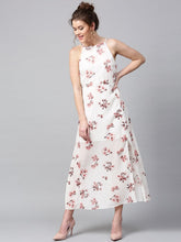Ivory Floral Halter Maxi-Dress-SASSAFRAS