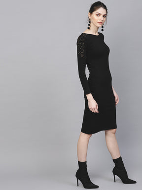 Black Bodycon Studded Dress