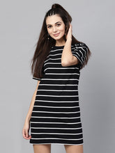 Black White Stripe Shift Dress-Dress-SASSAFRAS