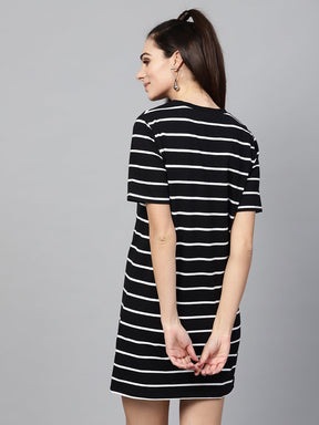 Black White Stripe Shift Dress