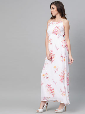 Off-White Floral Strappy Maxi Dress