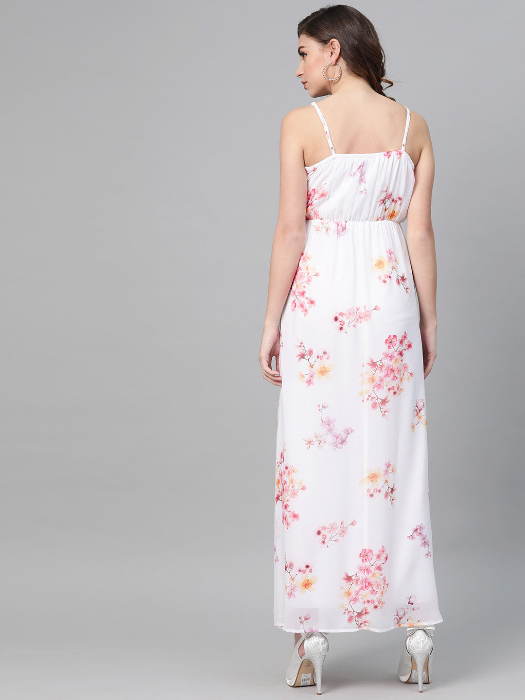 Off-White Floral Strappy Maxi Dress