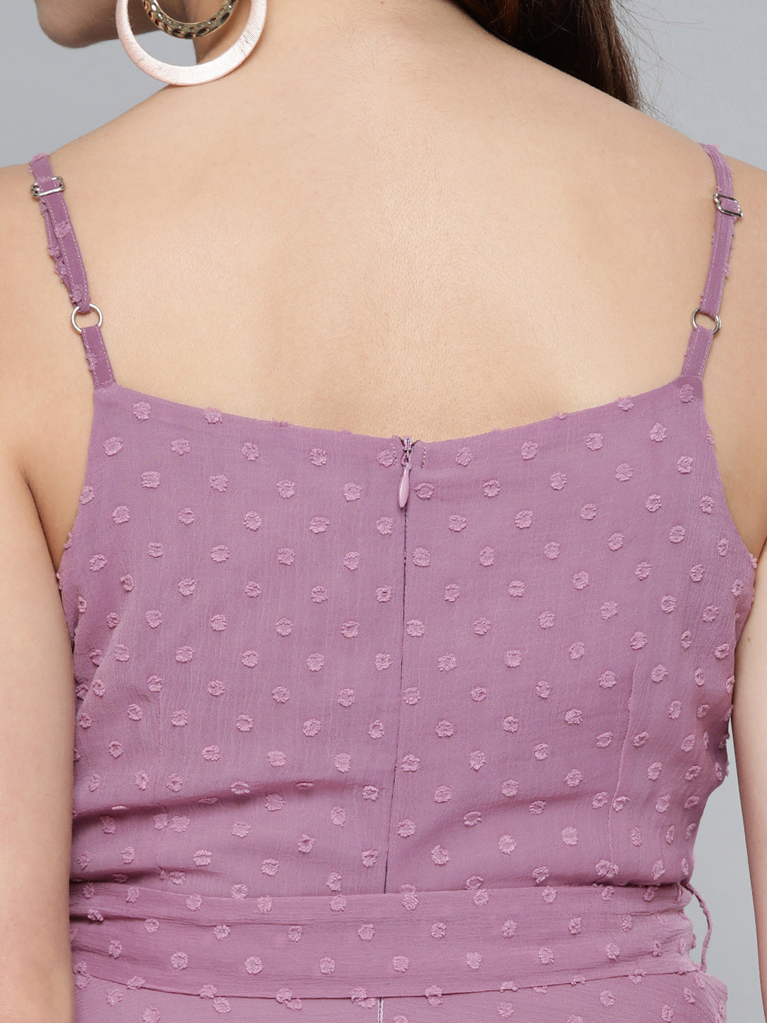 Purple Dobby Strappy Belted Midi Dress