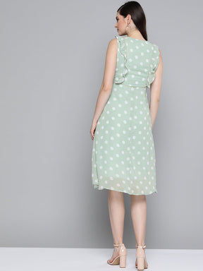 Olive Polka Dot Midi Dress
