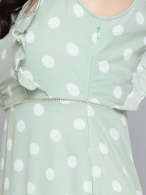 Olive Polka Dot Midi Dress