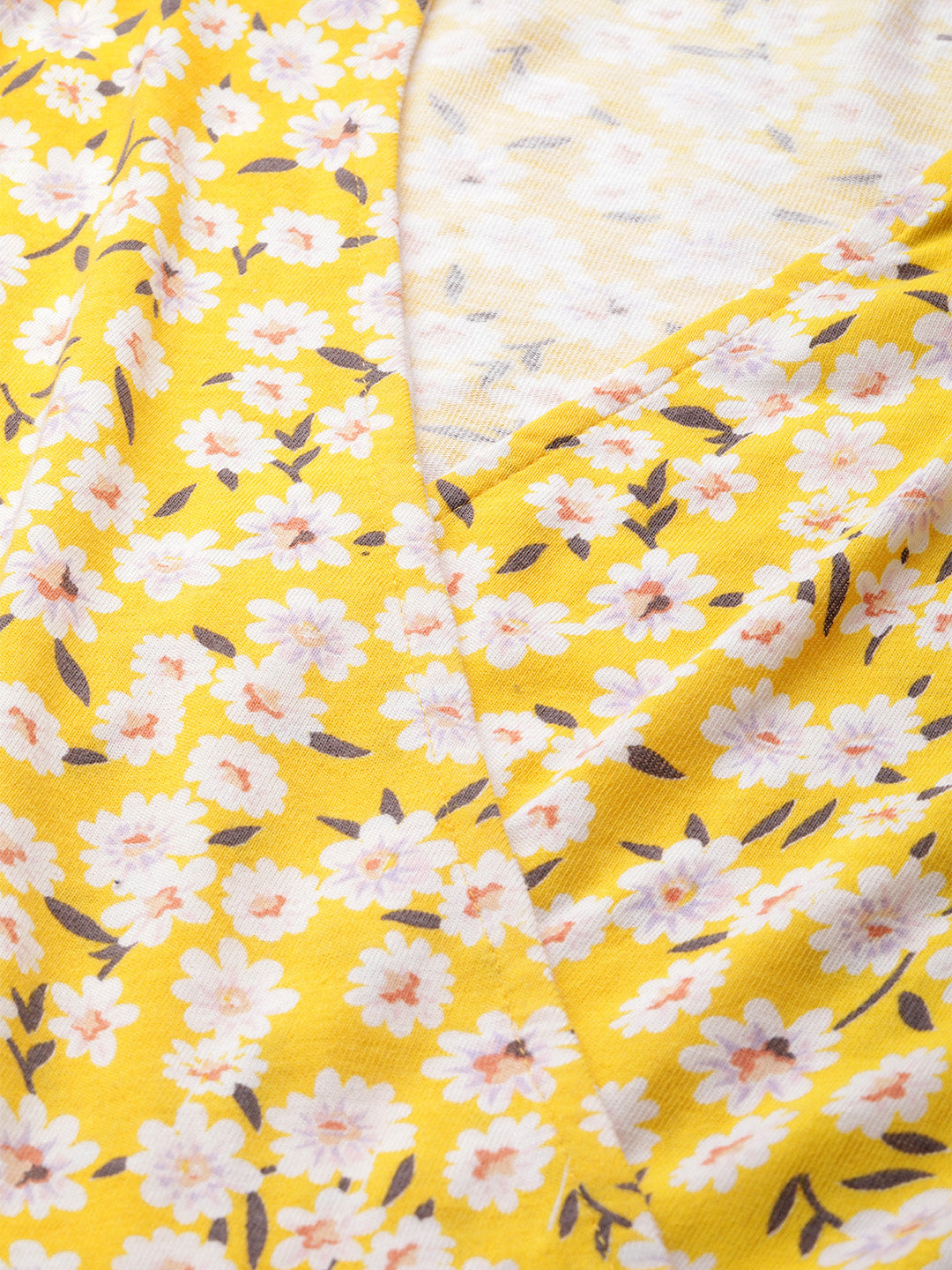 Yellow Ditsy Floral Wrap Skater Dress