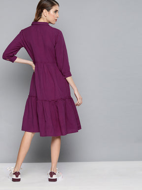 Purple Front Open Tiered Dress