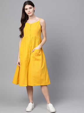 Yellow Front Open Strappy Dress-Dress-SASSAFRAS