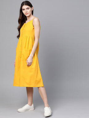 Yellow Front Open Strappy Dress