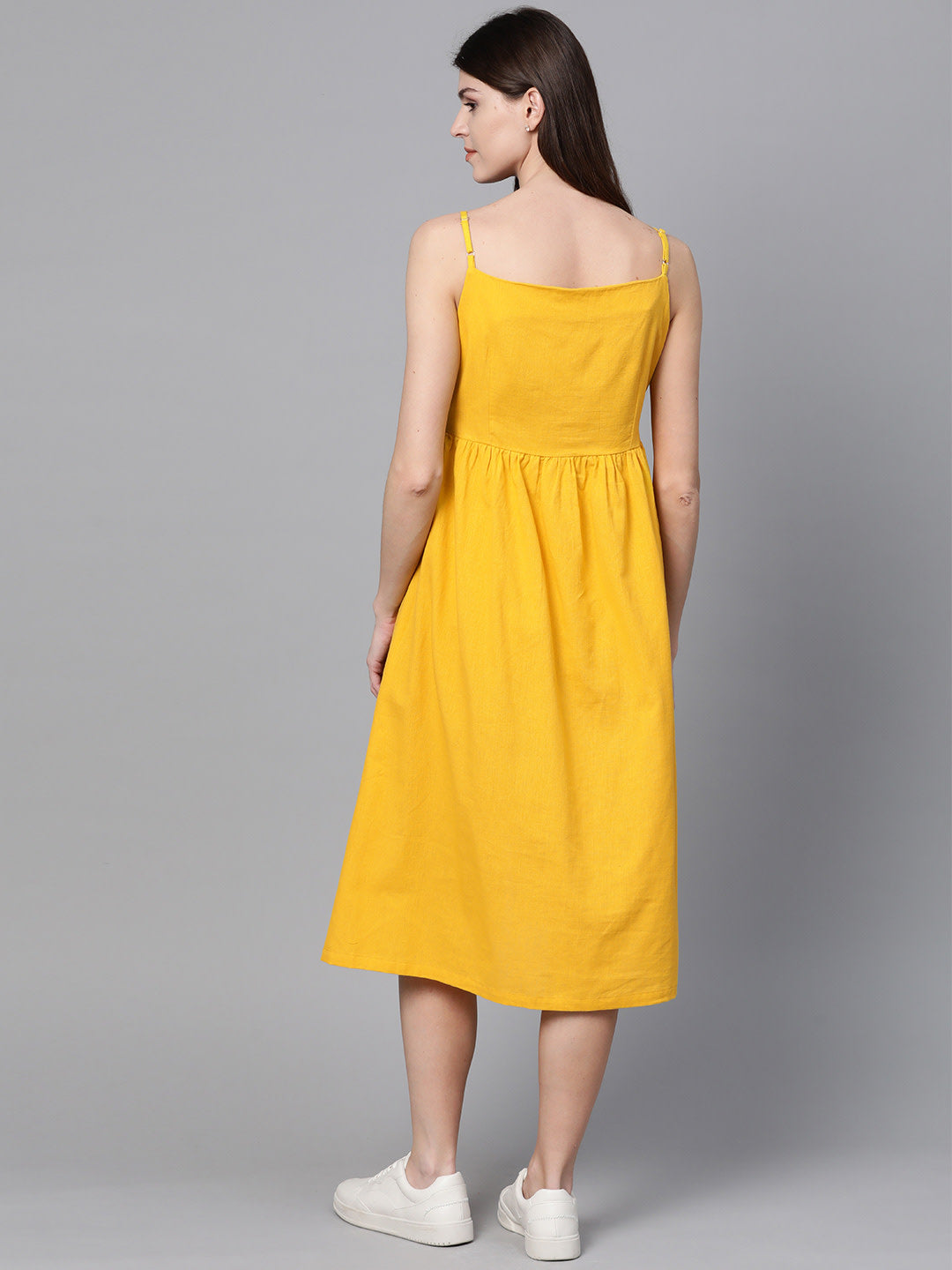 Yellow Front Open Strappy Dress