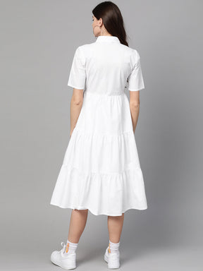 White Tiered Shirt Dress