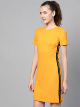 Mustard Side Tape Bodycon Dress-Dress-SASSAFRAS