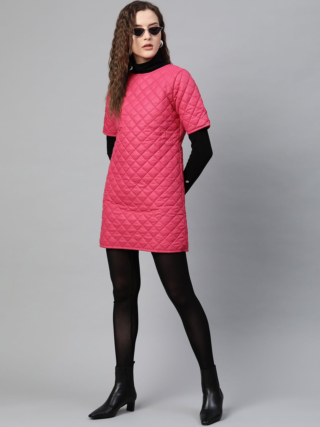Fuchsia Quilted Shift Dress